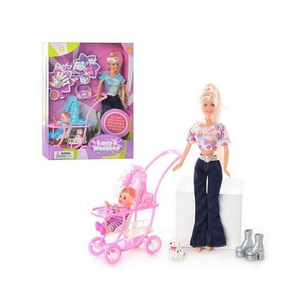 Barbika sa kolicima, bebom i kucom Defa Lucy