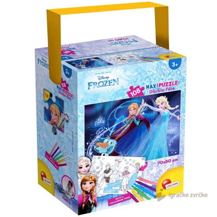 Frozen Slagalica 108pcs i 6 flomastera - Lisicani 2u1 Složi i Oboji