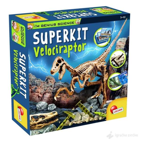 Lisciani Mali Genije Super kit VELOCIRAPTOR - Iskopaj dinosaurusa!