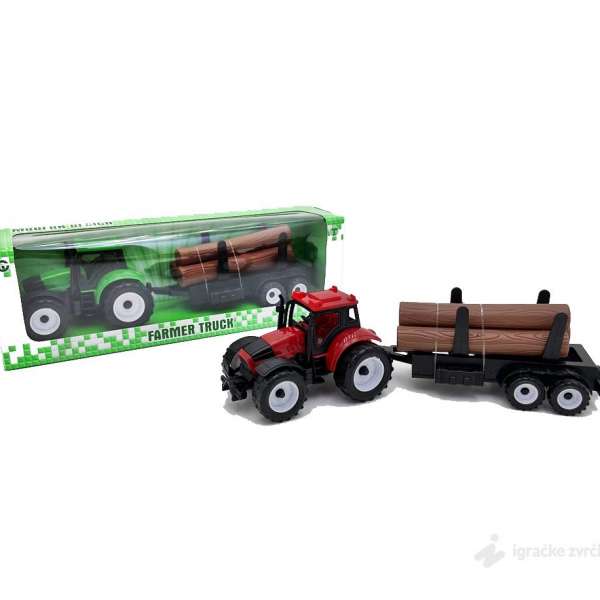 Traktor sa drvima i prikolicom