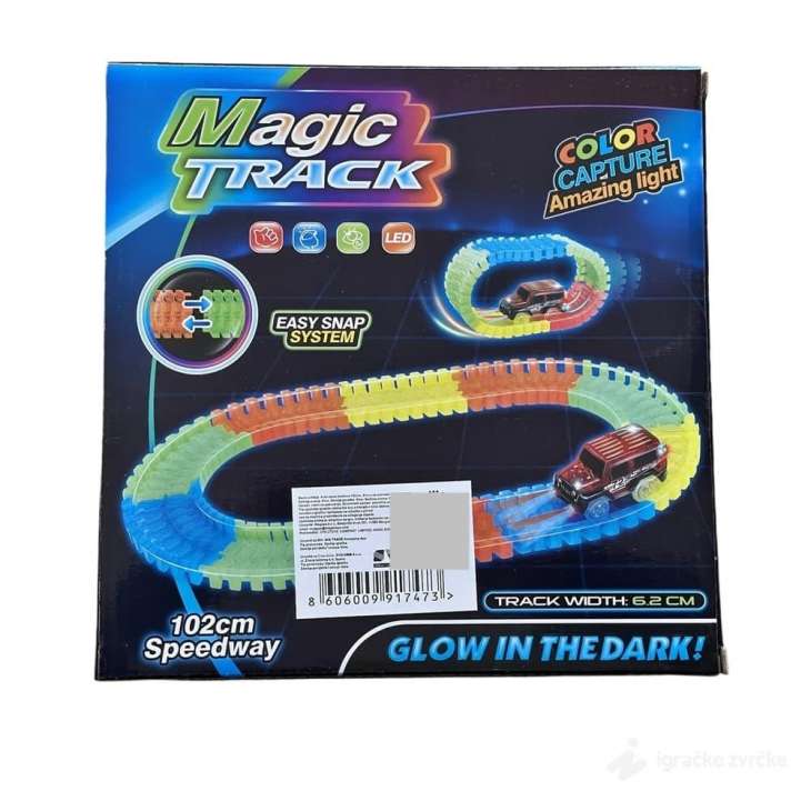 Magična svetleća staza: 102cm zabave sa autićem za decu