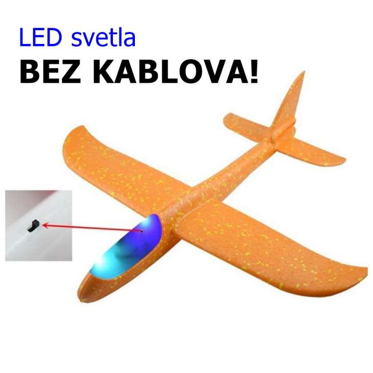 Avion od stiropora igračka -  Sa LED svetlima (BEZ KABLOVA)