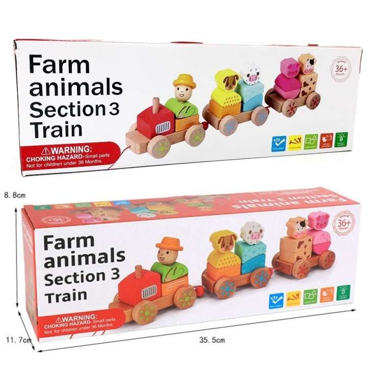 Drveni Vozić igračka za bebe FARM ANIMALS